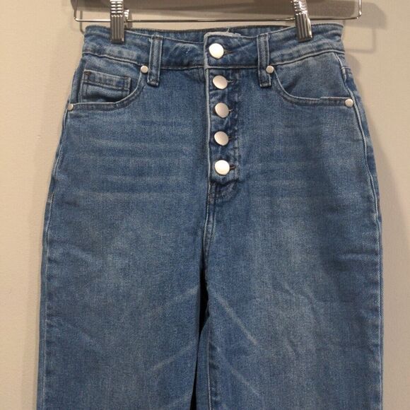 ABOUND Womens Mom Jeans High Rise Button Fly Size 24 Blue Denim Tapered Fit - Picture 2 of 11